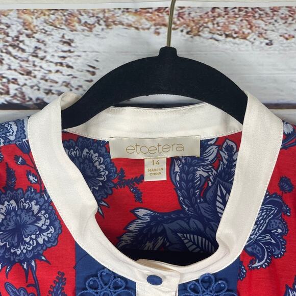 Etcetera Red and Blue Floral Blouse - Picture 3 of 9